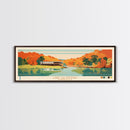 Lake Lillinonah Connecticut Framed Canvas Print, Panoramic Wall Art, Midcentury Modern, Pop Art, Living Room Decor, Travel Poster