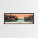 Lake Needwood Maryland Framed Canvas Print, Panoramic Wall Art, Midcentury Modern, Pop Art, Bedroom Art, Travel Poster, Lake House Decor