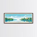 Lake Nipissing Ontario Framed Canvas Print, Panoramic Wall Art, Midcentury Modern, Pop Art, Bedroom Art, Travel Poster, Lake House Decor
