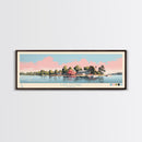 Lake Oconee Georgia Framed Canvas Print, Panoramic Wall Art, Midcentury Modern, Pop Art, Living Room Decor, Travel Poster, Lake House Art