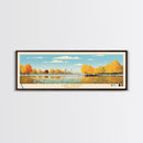 Lake Phalen Minneapolis Framed Canvas Print, Panoramic Wall Art, Midcentury Modern, Pop Art, Living Room Decor, Travel Poster, Lake House Art