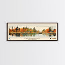 Lake Quannapowitt Massachusetts Framed Canvas Print, Panoramic Wall Art, Midcentury Modern, Pop Art, Bedroom Art, Travel Poster, Lake House Decor