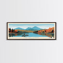 Lake Saint Catherine Vermont Framed Canvas Print, Panoramic Wall Art, Midcentury Modern, Pop Art, Living Room Decor, Travel Poster, Lake House Art