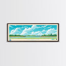 Lake Saint Clair Michigan Framed Canvas Print, Panoramic Wall Art, Midcentury Modern, Pop Art, Bedroom Art, Travel Poster, Lake House Decor
