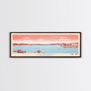 Lake Sakakawea North Dakota Framed Canvas Print, Panoramic Wall Art, Midcentury Modern, Pop Art, Living Room Decor, Travel Poster, Lake House Art