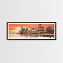 Lake Sam Rayburn Texas Framed Canvas Print, Panoramic Wall Art, Midcentury Modern, Pop Art, Living Room Decor, Travel Poster, Lake House Art
