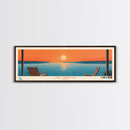Lake Tawakoni Texas Framed Canvas Print, Panoramic Wall Art, Midcentury Modern, Pop Art, Bedroom Art, Travel Poster, Lake House Decor