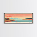 Lake Upsilon, North Dakota Panoramic Wall Art Framed Canvas Print, Midcentury Modern, Pop Art, Home Decor, Travel Poster, Living Room Art
