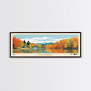 Lake Waramaug, Connecticut Panoramic Wall Art Framed Canvas Print, Midcentury Modern, Pop Art, Home Decor, Travel Poster, Living Room Art