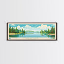 Lake Wentworth, New Hampshire Panoramic Wall Art Framed Canvas Print, Midcentury Modern, Pop Art, Home Decor, Travel Poster, Living Room Art