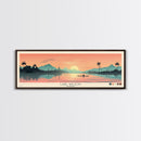 Lake Wilson, Hawaii Panoramic Wall Art Framed Canvas Print, Midcentury Modern, Pop Art, Home Decor, Travel Poster, Living Room Art