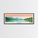 Lake Zoar, Connecticut Panoramic Wall Art Framed Canvas Print, Midcentury Modern, Pop Art, Home Decor, Travel Poster, Living Room Art