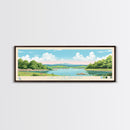Lake of the Arbuckles Oklahoma Framed Canvas Print, Panoramic Wall Art, Midcentury Modern, Pop Art, Bedroom Art, Travel Poster, Lake House Decor