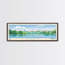 Lake of the Isles Minneapolis Framed Canvas Print, Panoramic Wall Art, Midcentury Modern, Pop Art, Living Room Decor, Travel Poster, Lake House Art