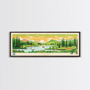 Loon Lake, Alaska Panoramic Wall Art Framed Canvas Print, Midcentury Modern, Pop Art, Home Decor, Travel Poster, Living Room Art