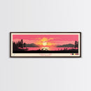 Navajo Lake, New Mexico Framed Canvas Print, Panoramic Wall Art, Midcentury Modern, Pop Art, Home Decor, Travel Poster, Living Room Art