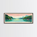 Nolin River Lake, Kentucky Framed Canvas Print, Panoramic Wall Art, Midcentury Modern, Pop Art, Home Decor, Travel Poster, Bedroom Art
