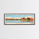 North Reservoir, Ohio Framed Canvas Print, Panoramic Wall Art, Midcentury Modern, Pop Art, Home Decor, Travel Poster, Living Room Art