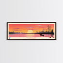Pasfield Lake, Saskatchewan Framed Canvas Print, Panoramic Wall Art, Midcentury Modern, Pop Art, Home Decor, Travel Poster, Living Room Art