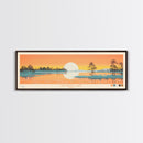 Rathbun Lake, Iowa Framed Canvas Print, Home Decor, Midcentury Modern, Panoramic Wall Art, Travel Poster, Pop Art