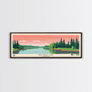 Red Deer Lake, Manitoba Framed Canvas Print, Panoramic Travel Poster, Midcentury Modern Art, Wall Decor, Pop Art, Home Decoration
