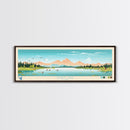 Sandy Lake, Alaska Framed Canvas Print, Panoramic Travel Poster, Midcentury Modern Art, Living Room Decor, Pop Art, Wall Art
