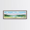 Skiatook Lake, Oklahoma Framed Canvas Print, Lake House Decor, Midcentury Modern Art, Pop Art, Travel Poster, Bedroom Wall Art
