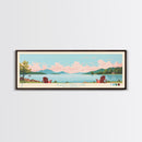 Sleepy Creek Lake, West Virginia Framed Canvas Print, Lake House Decor, Midcentury Modern Art, Pop Art, Travel Poster, Bedroom Wall Art