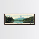 Trillium Lake, Oregon Framed Canvas Print, Lake House Art, Midcentury Modern Decor, Pop Art, Travel Poster, Bedroom Wall Art