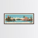 Trophy Lakes, South Carolina Framed Canvas Print, Lake House Decor, Midcentury Modern Art, Pop Art, Travel Poster, Living Room Wall Art