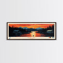 Ualik Lake, Alaska Framed Canvas Print, Lake House Decor, Midcentury Modern Art, Pop Art, Travel Poster, Living Room Wall Art