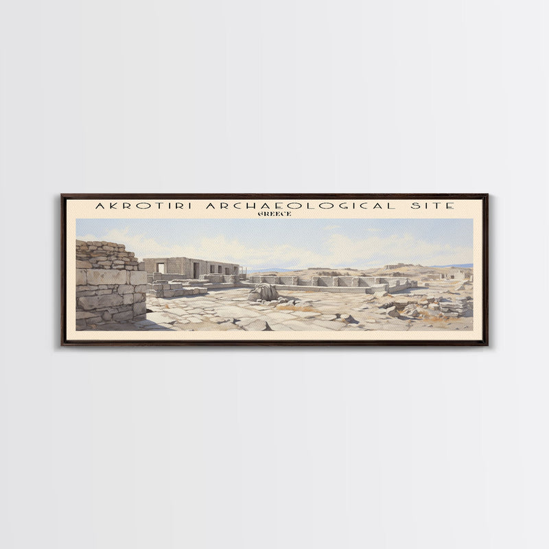 Akrotiri Archaeological Site Framed Canvas Print Travel Poster | Wall Art | Home Decor | Gift For Travel Lover | Wall Hanging | Original Art