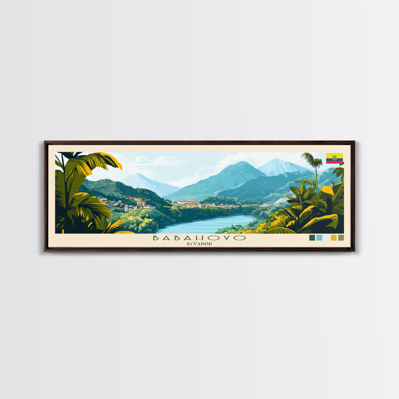 Babahoyo, Ecuador Travel Poster Panoramic Canvas Print, Babahoyo, Ecuador Painting, Ecuador Art, Babahoyo Travel Art, Guest Room Painting