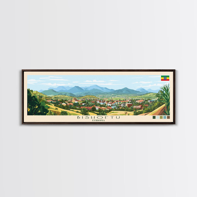 Bishoftu, Ethiopia Panoramic Travel Poster Canvas Print, Bishoftu, Ethiopia Painting, Ethiopia Art, Bishoftu Panoramic Travel Art, Travel Painting