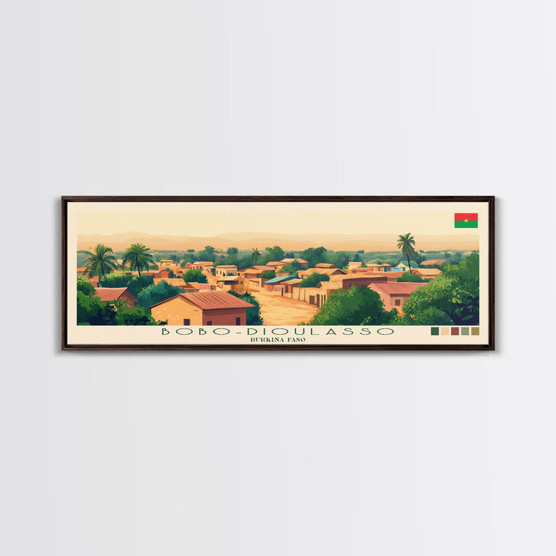 Bobo-Dioulasso, Burkina Faso Panoramic Travel Poster Canvas Print, Bobo-Dioulasso, Burkina Faso Painting, Burkina Faso Art, Bobo-Dioulasso Travel Art, Guest Room Painting