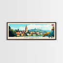 Panoramic Travel Poster Salisbury, England Canvas Print, Salisbury, England Painting, England Art, Salisbury Travel Art, Guest Room Painting
