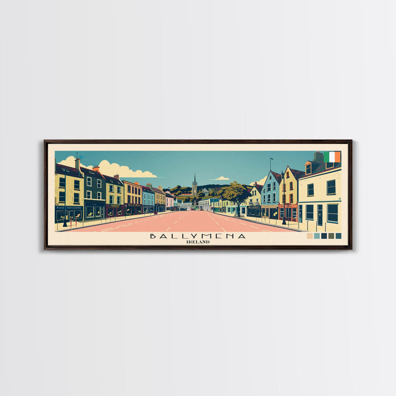 Ballymena, Ireland Panoramic Canvas Print, Ballymena, Ireland Painting, Ireland Art, Ballymena Travel Poster, Travel Art, Guest Room Painting