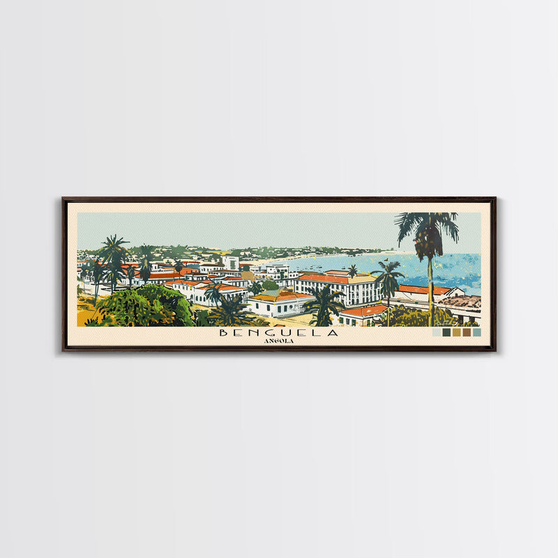 Benguela, Angola Panoramic Canvas Print, Benguela, Angola Painting, Angola Art, Benguela Travel Poster, Travel Art, Vacation Gift