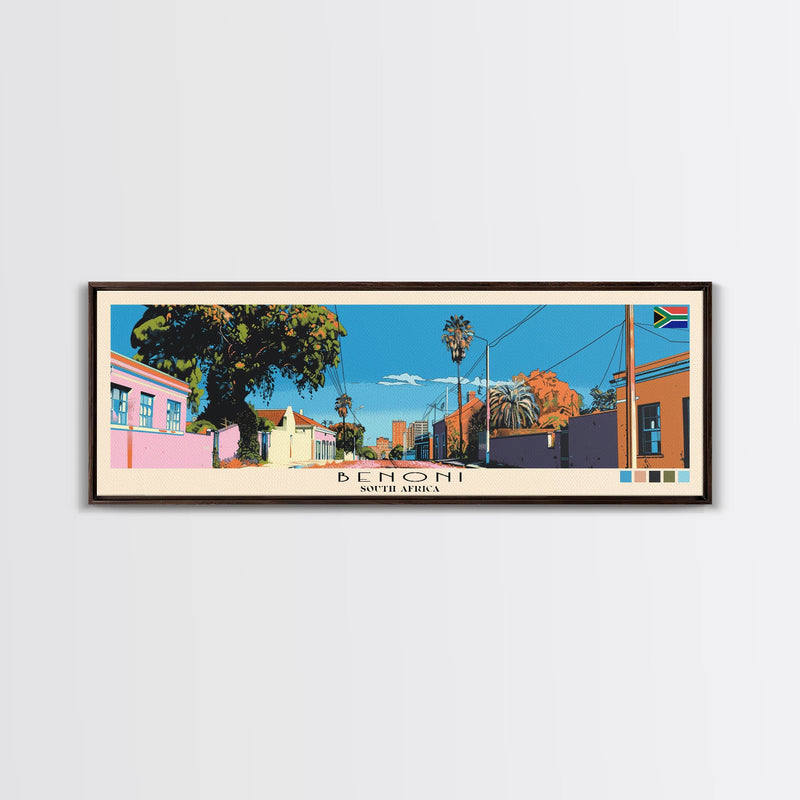 Benoni, South Africa Panoramic Canvas Print, Benoni, South Africa Painting, South Africa Art, Benoni Travel Poster, Travel Art, Housewarming Gift