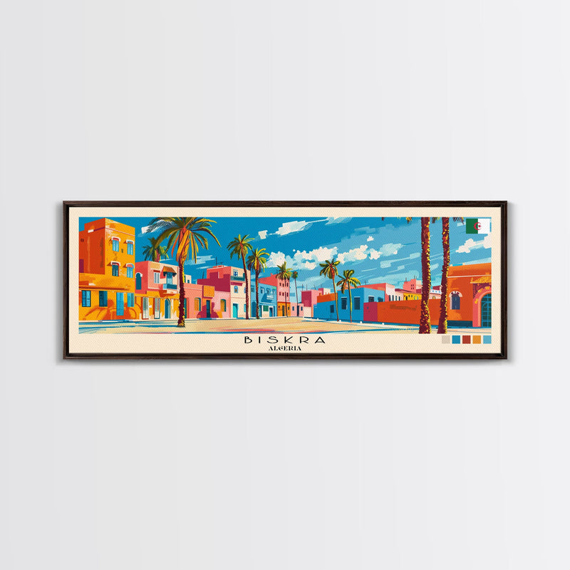 Biskra, Algeria Panoramic Canvas Print, Biskra, Algeria Painting, Algeria Art, Biskra Travel Poster, Travel Art, Living Room Painting