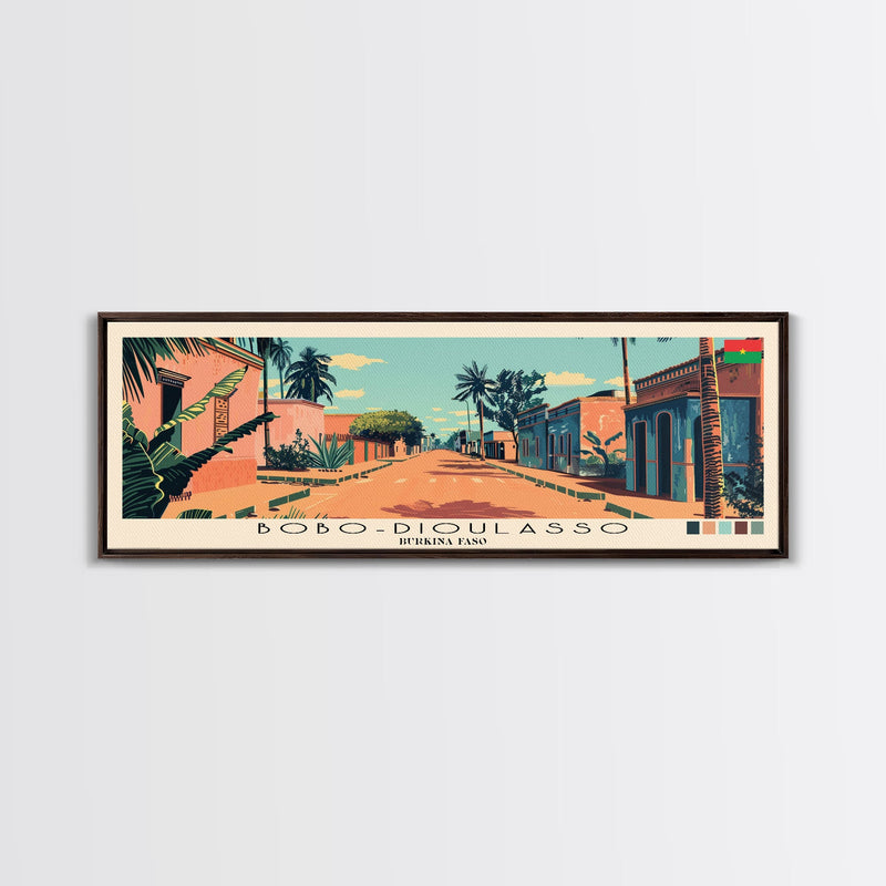 Bobo-Dioulasso, Burkina Faso Panoramic Canvas Print, Bobo-Dioulasso, Burkina Faso Painting, Burkina Faso Art, Bobo-Dioulasso Travel Poster, Travel Art, Guest Room Painting