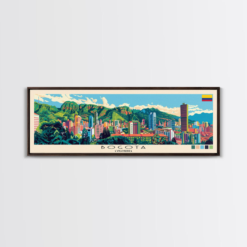 Bogota, Colombia Panoramic Canvas Print, Bogota, Colombia Painting, Colombia Art, Bogota Travel Poster, Travel Art, Living Room Painting