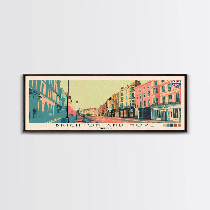 Brighton and Hove, England Panoramic Canvas Print, Brighton and Hove, England Painting, England Art, Brighton and Hove Travel Poster, Travel Art, Vacation Gift