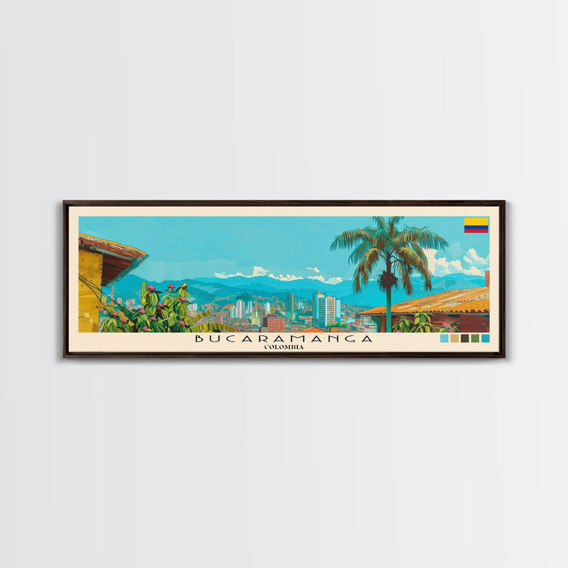 Bucaramanga, Colombia Panoramic Canvas Print, Bucaramanga, Colombia Painting, Colombia Art, Bucaramanga Travel Poster, Travel Art, Guest Room Painting