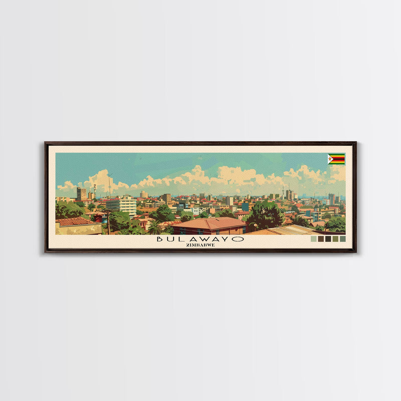 Bulawayo, Zimbabwe Panoramic Canvas Print, Bulawayo, Zimbabwe Painting, Zimbabwe Art, Bulawayo Travel Poster, Travel Art, Housewarming Gift