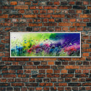 Framed Canvas Print of Colorful Wild Flower Field - Gallery-Wrapped Artwork - Ready to Hang - High Quality Artwork - Panoramic Art