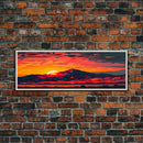 Stunning Panoramic Framed Watercolor Desert Mountain Landscape Canvas Print | Perfect For Living Room, Bedroom, Office