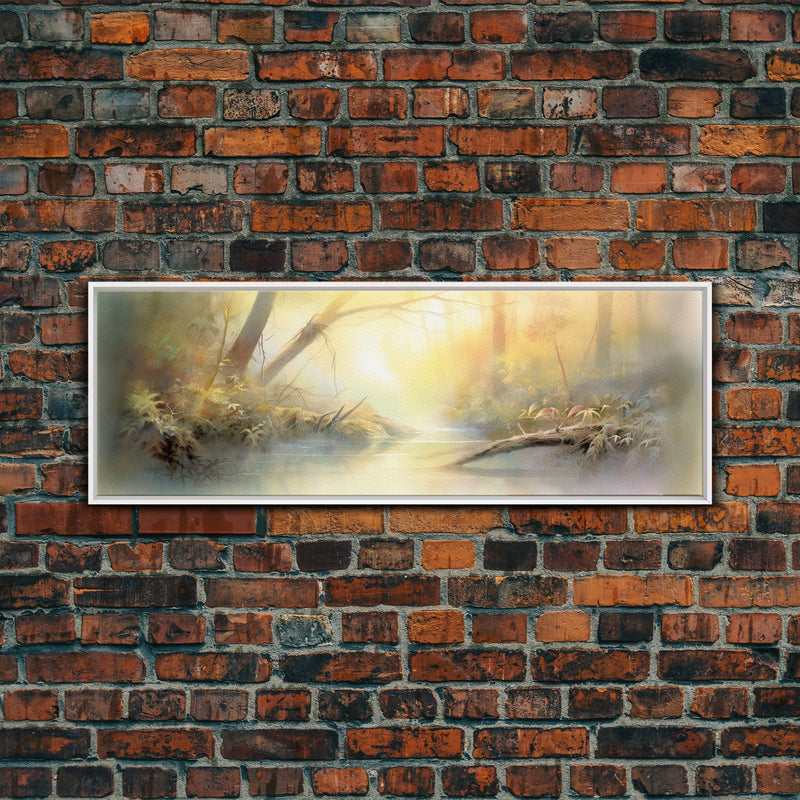 Beautiful Misty Landscape Wall Art Print, Foggy Lake, River, Trees, Wall Decor, Large Canvas Art Print, Panoramic, Wall Art, Canvas Print