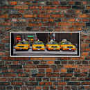 Yellow Taxis Canvas Print, City Art, Yellow Large Urban Art Print, Cars Wall Decor, Framed Canvas Print, Panoramic, Wall Art, Canvas Print