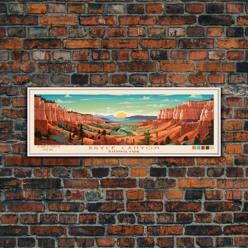 Bryce Canyon National Park, Panoramic Utah Travel Art, National Park Print, Minimalist Travel Art, Midcentury Modern Style Landscape